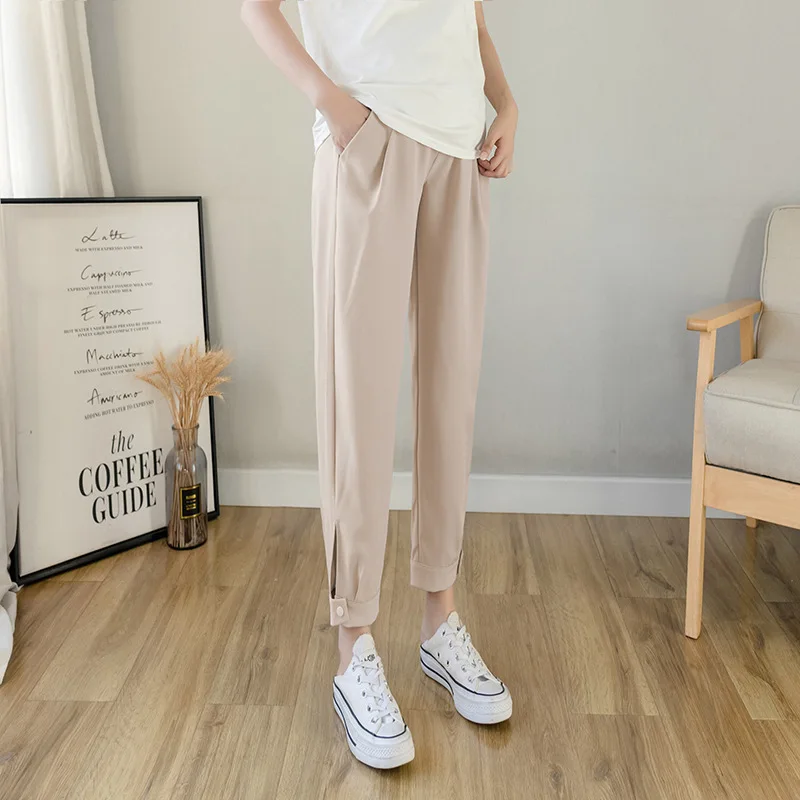 Summer Maternity Harem Pants Spring Autumn Maternity Wear Casual Leggings Simple Solid Color Trousers For Pregnancy