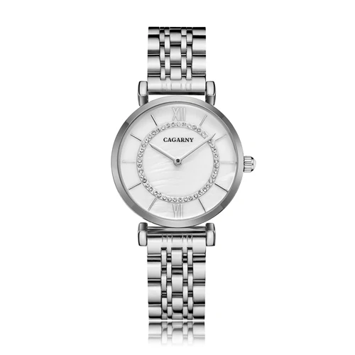 silver diamonds Drop Shipping Silver Rose Gold Stainless Steel Bracelet Watch Women Fashion Womens Quartz Watches Ladies Clock Female gift XFCS - Цвет: silver diamonds