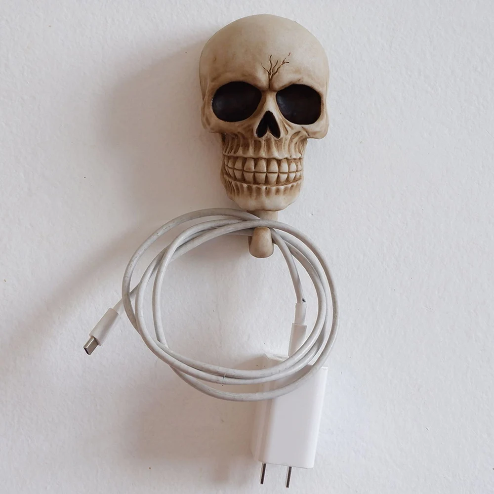 Skull Head Single Wall Hook Halloween Deco Resin Skeleton Door Shaped Walls X7D8 