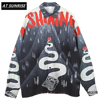 

Hand-painted pattern printing Hip Hop Shirt Streetwear Oversized Men Harajuku Retro Vintage Shirts Long Sleeve Autumn Tops Loose