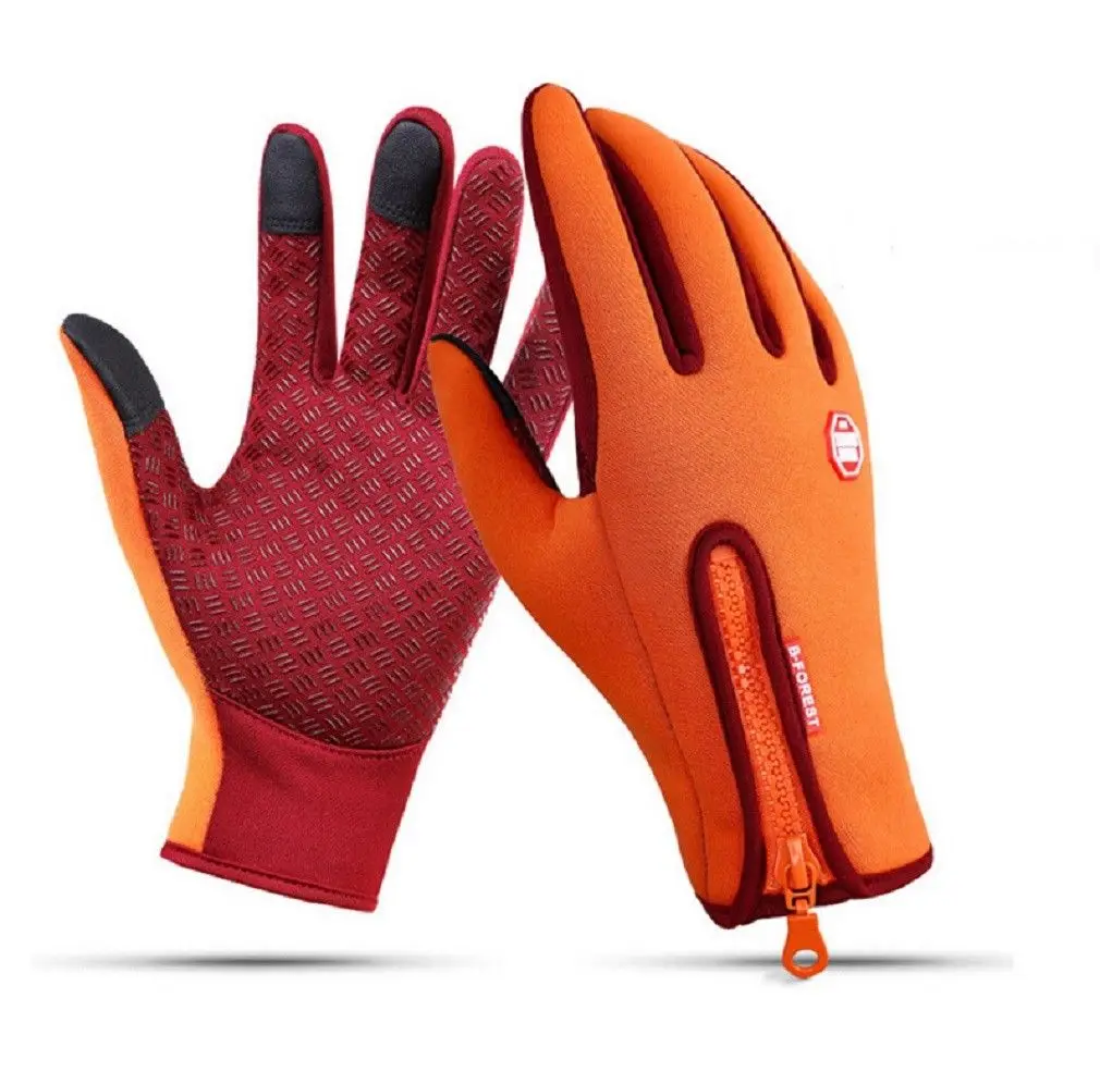 Новая мода унисекс термальные мотоциклетные кожаные перчатки для езды на мотоцикле водонепроницаемая защита Зимний сенсорный экран Ветрозащитный - Цвет: Оранжевый
