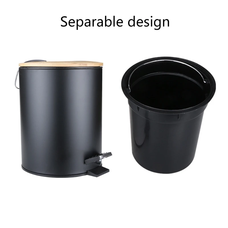 

Bamboo Flip Step Trash Can Garbage Bin Rubbish Waste Container Bathroom Kitchen 91AD