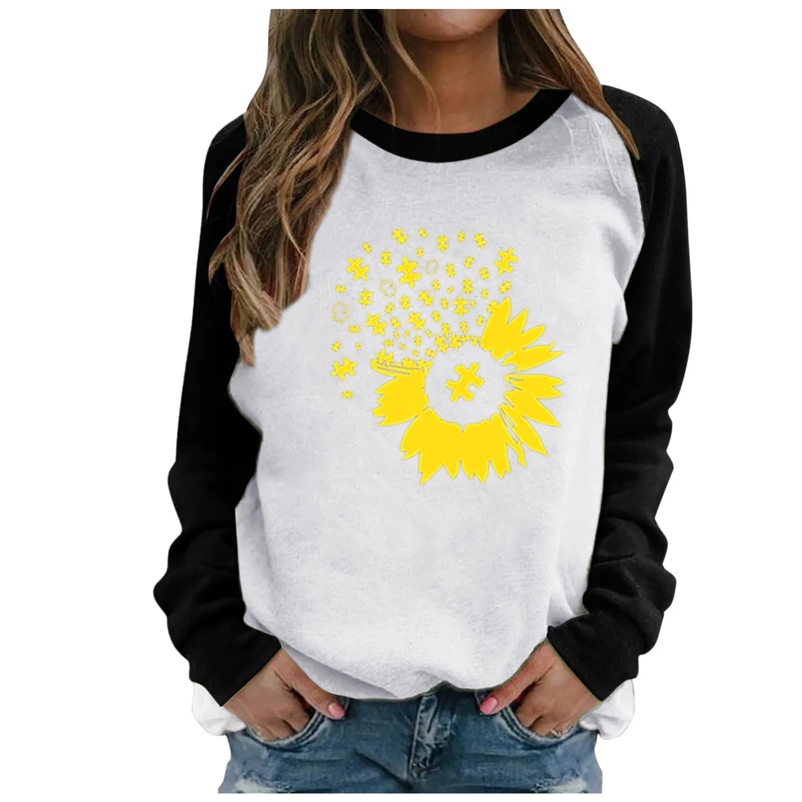 Осенние свитшоты с принтом женская одежда топы свитшот длинным рукавом