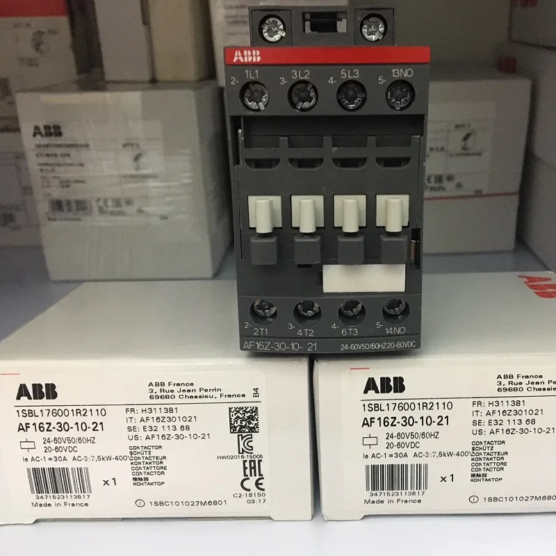 ABB 3-ploe contactors AF series AC/DC 1NC 0r 1NO 50HZ/60HZ DC 20V~250V 16A  7.5kw AF16Z-30-10(1NO) AF16Z-30-01(1NC)