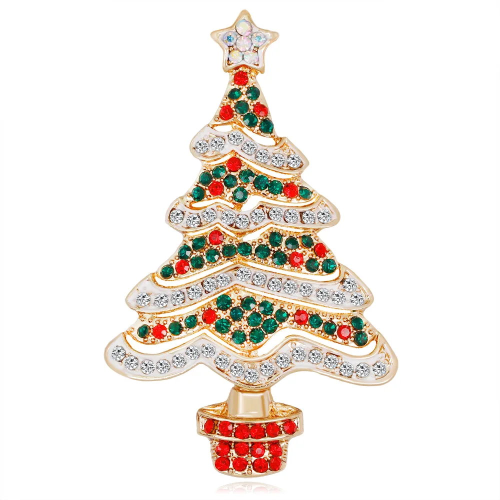 

Christmas Tree Decorations Brooches for Women Colorful Rhinestone Fashion Jewelry Festival Pins Clothing Accessories AL400