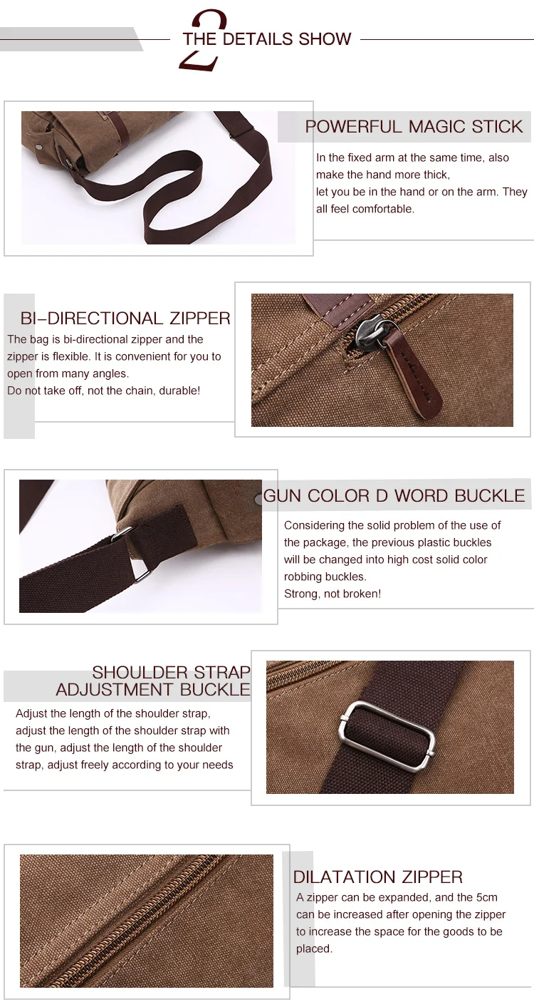 wholesale trendy large capacity luxury men canvas shoulder messenger bag