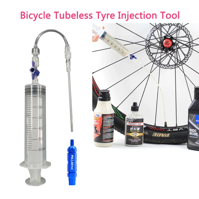Kit d'injecteur de mastic sans chambre à air, pour vtt et vélo de route,  réutilisable