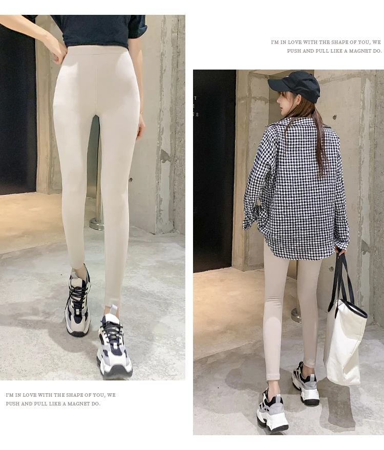 Casual Warm Slim Cotton Leggings Women Winter Gray Ankle-Length Legging Pants Big Size Female Elastic High Waist Trousers Black