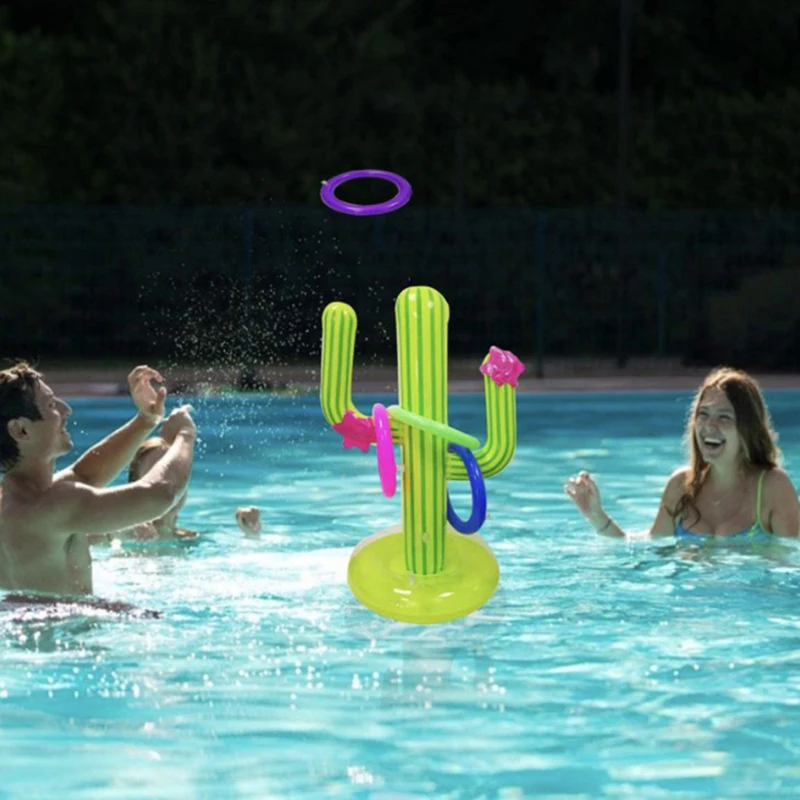 

Outdoor Swimming Pool Accessories Inflatable Cactus Ring Toss Game Set Party Bar
