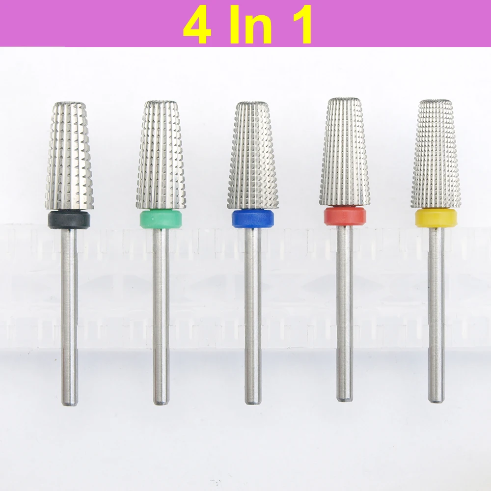 Carbide Tungsten Nail Drill Bit, Corte reto de forma cônico, Broca para acrílico Nail Gel, 3/32 