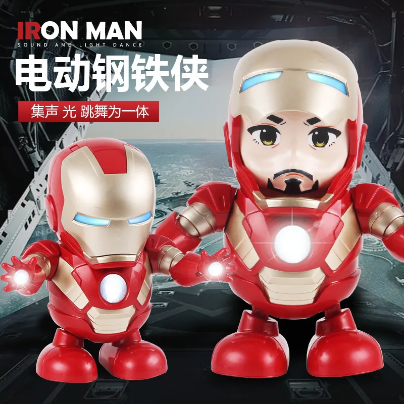 New Avengers Endgame Dancing Iron Man Super Hero Robot with LED Music Flashlight