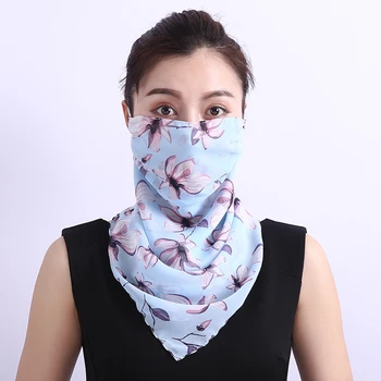 

Summer female sunscreen mask scarf integrated dustproof gauze breathable neck cover face thin hanging ear veil scarf