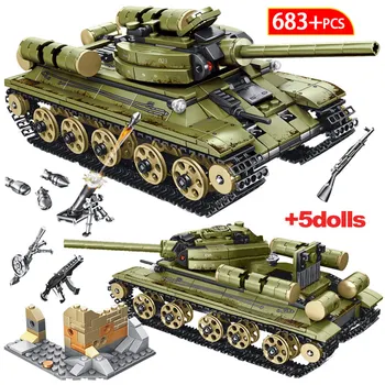 

City Diy German Tiger Tank Blocks Army Truck Building Blocks WW2 Empires of Steel Technic Toys For Children Boys Gift