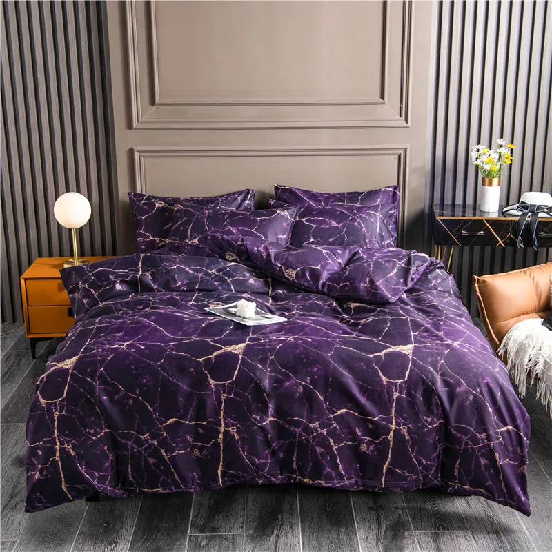 

Color Bed Linens Marble Reactive Printed Duvet Cover Set for Home housse de couette Bedding Set Queen Bedclothes