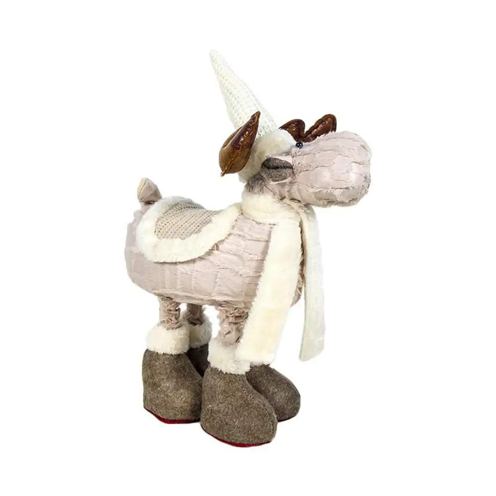 Beige 1pc 45-60CM New Year Decoration Doll Santa Claus Christmas Elk Plush Doll Xmas Tree Home Decoration Ornaments Children Gift - Color: Beige