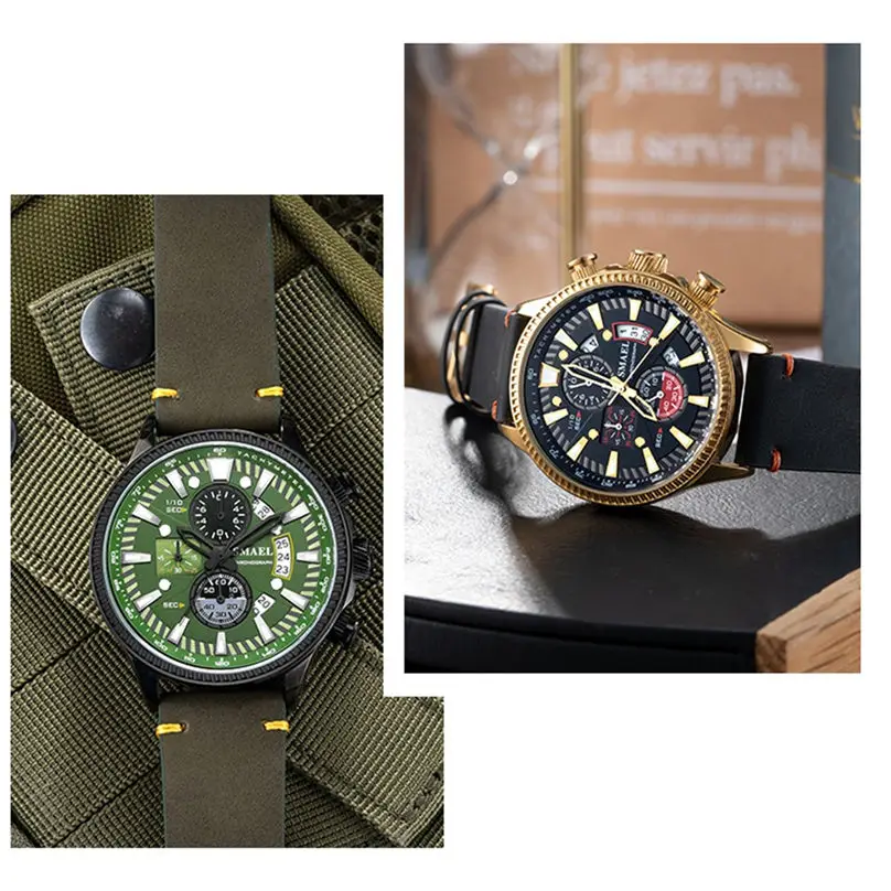 Fashion & Casual Men Watches Creative Geometric Round Leather Belt Waterproof Men's Quartz Watch Gift 3D09 (13)