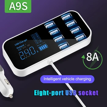 

Phone Charger 8 USB Ports Overcharge Protection LCD Screen Real-Time Display Travel Adapter PUO88