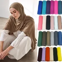 Abaya – foulard Hijabs doux pour femmes musulmanes, châle en Jersey de coton uni, Turban Long, bandeau enveloppant pour la tête hijab femme musulman echarpe luxe bandana noir turban femme bandeau hijab bandeau cheveux 1