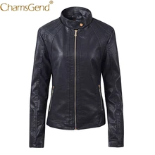 Женские кожаные куртки для езды на мотоцикле, стильное теплое пальто на молнии с воротником-стойкой, Женская однотонная приталенная куртка, модная верхняя одежда 9817