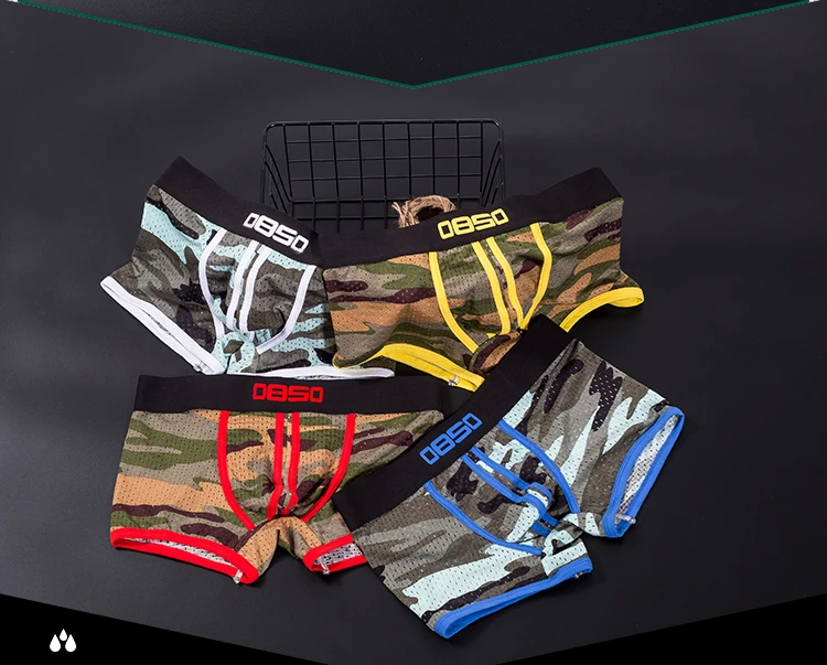 0850 Brand Men Underwear Boxer Mesh Breathable Male Panties Comfortable Underpants Camouflage U Pouch Quick Dry Men Shorts