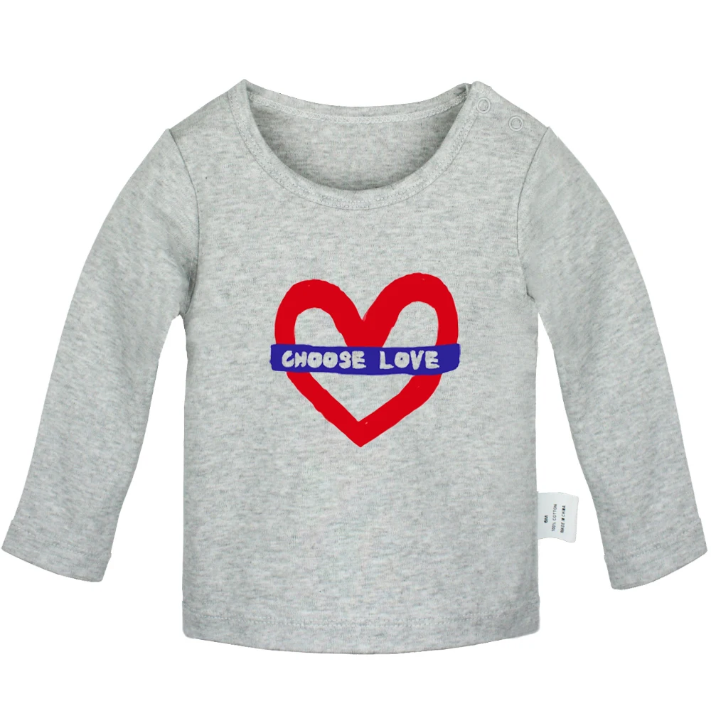 Собака надписи MOM Love Heart выбрать любовь сердца вечерние Crashers для новорожденных, футболки для малышей, детей ясельного возраста Графический однотонные Цвет футболка с длинными рукавами Топы - Цвет: JbBabyYG2275C