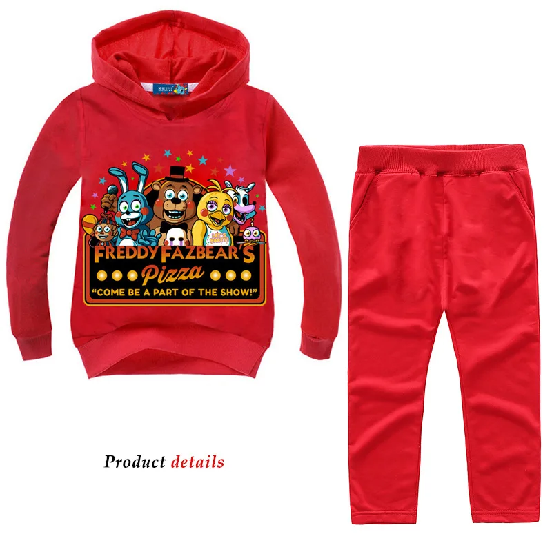 Комплекты одежды для детей Детский комплект из 2 предметов для мальчиков и девочек, костюм «пять ночей с Фредди» Верхняя одежда FNAF, толстовки+ длинные штаны
