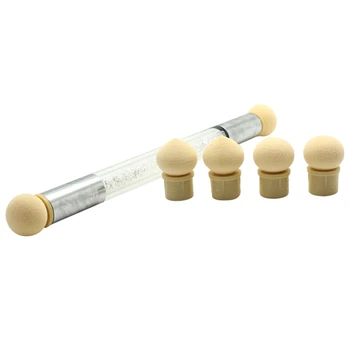 

1 Pc Double-ended Gradient Shading Pen Dotting Brush Sponge Head Rhinestone Handle Nail Art Brush Nail Art Painting Tool