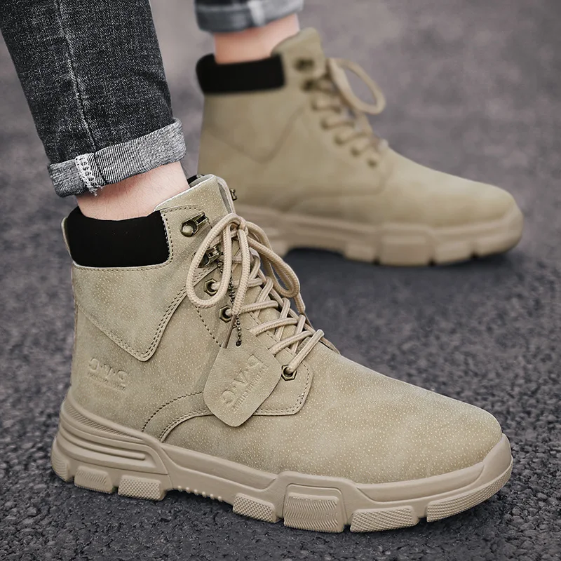 

[Plus Velvet Selectable] Winter Fashion Hight-top Martin Boots Worker Boot MEN'S SHOES Trendy Shoes Retro Wolf Warriors