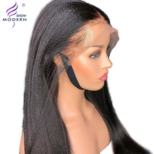 Yaki lisse 13*4 перруке кружево спереди cheveux humain для femme noire 150% де densite Bresilien предварительно plume perruque yaki remy