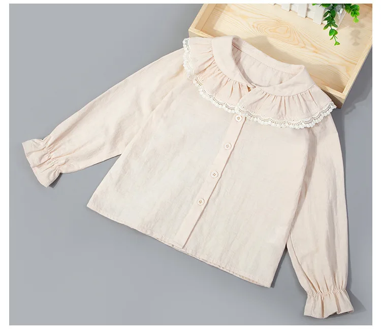 Одежда для школы топ из 100% хлопка, блузка для больших девочек рубашки с воротником «Питер Пэн» для девочек, блузки для маленьких детей