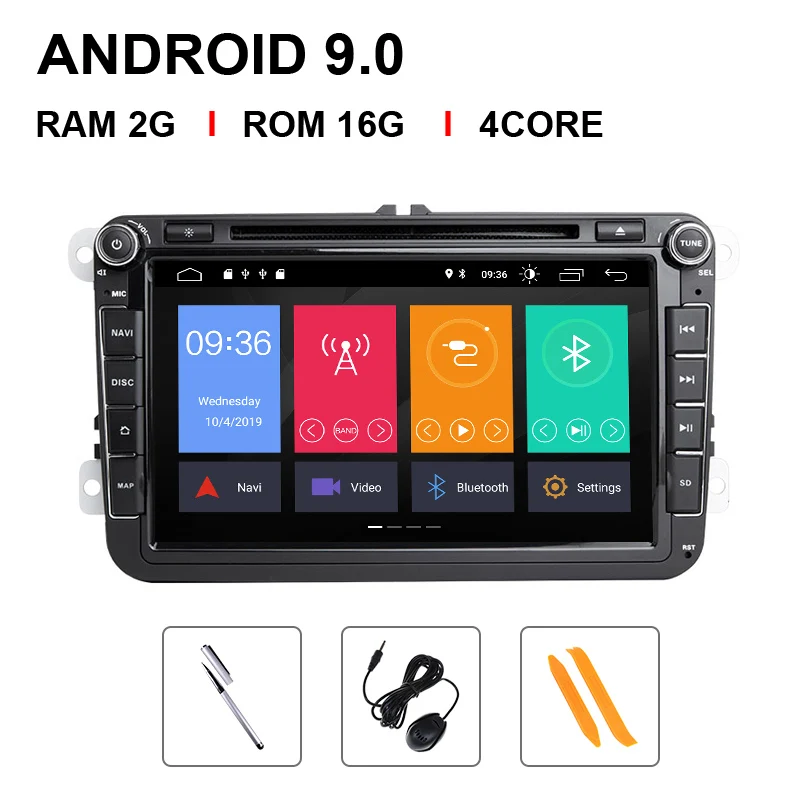 4GB2 Din Android 9 Car radio GPS Navigation For VW Passat B6 amarok volkswagen Skoda Octavia 2 superb Jetta T5 golf 5 Multimedia - Color: 4 Core 16 ROM