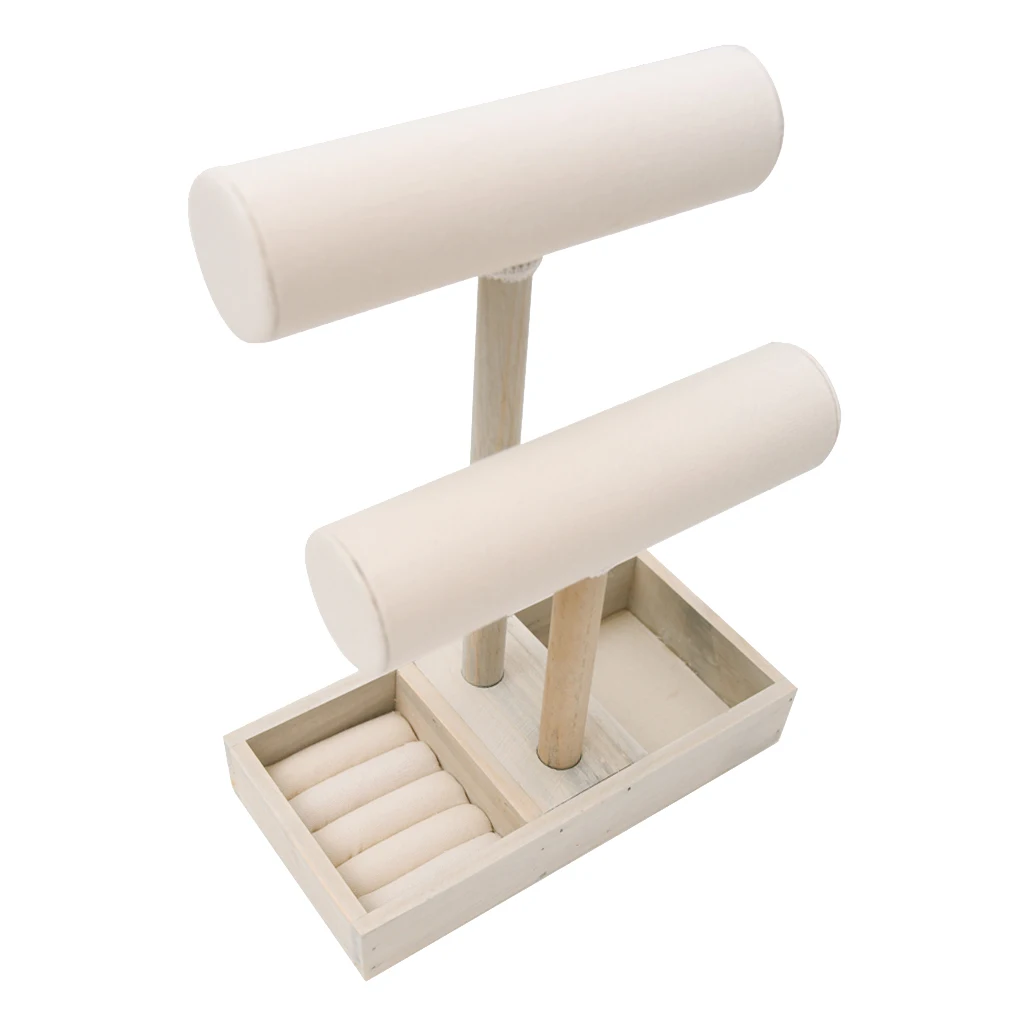 Natural Wood Display Stand Organizer Holder for Necklace Bracelet Wristwatch