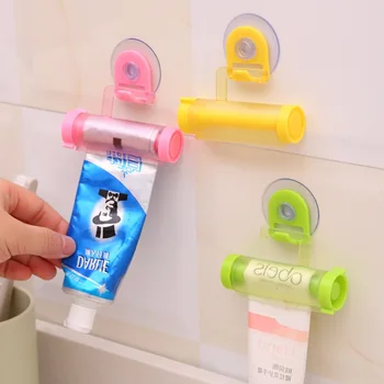 

YEZI Plastic Rolling Tube Squeezer Toothpaste Dispenser Sucker Holder Dental Cream Bathroom Manual Syringe Gun Dispenser