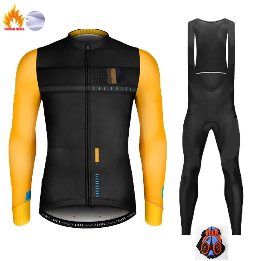 Зимняя одежда для велоспорта, одежда для езды на велосипеде с длинным рукавом, комплект Джерси для верховой езды, термальный флисовый Майо, Ropa Ciclismo Invierno, сохраняющий тепло - Цвет: Winter Cycling Suit