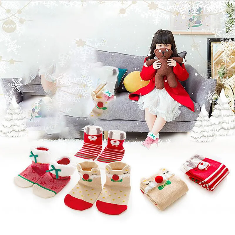 3 пар/упак. г. Зимние новые стильные детские хлопковые рождественские носки, милые детские мультипликационные носки Calcetines