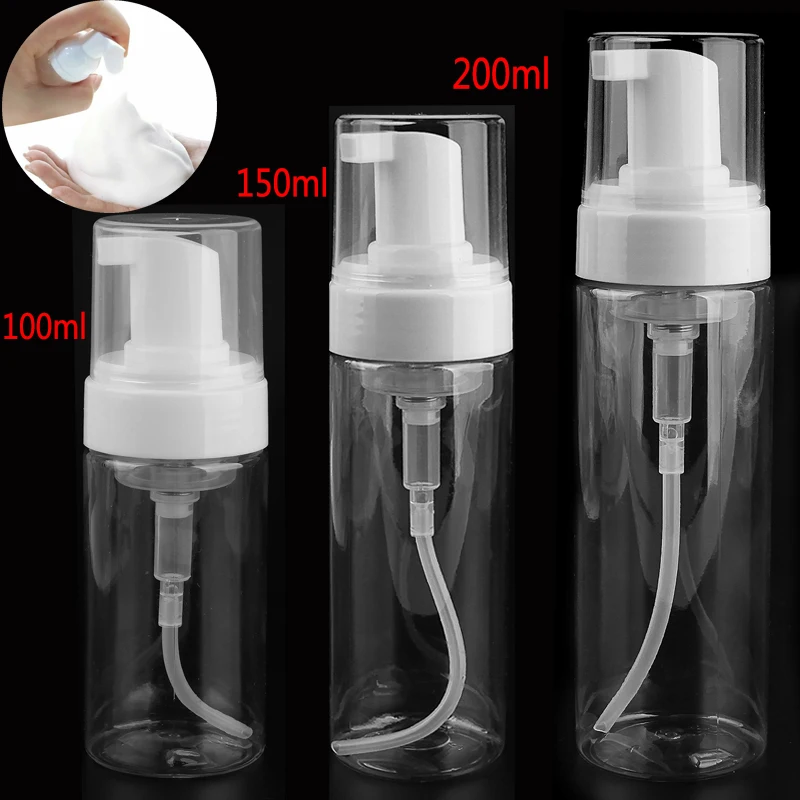 

50ml / 80ml / 100ml / 150ml / 200ml Transparent Plastic Foaming Soap Dispenser Small Mini Travel Pack Empty Bubbler