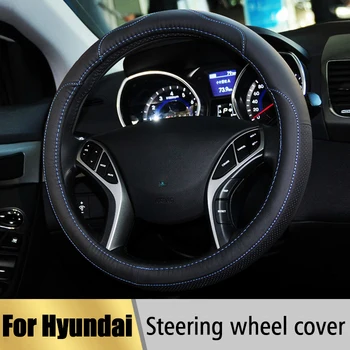 

Leather Car Styling Steering Wheel Cover For Hyundai Tucson IX35 I30 Solaris Elantra Accent Getz Santa Fe I20 Auto accessories