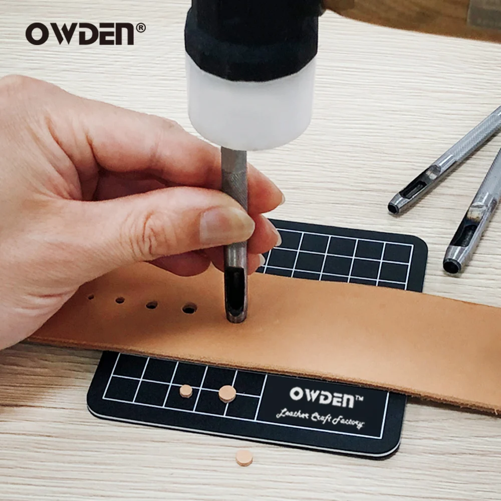 OWDEN 9Pcs 가죽 구멍 펀치 세트 Leathercraft 벨트 구멍 펀치 캔버스 중공 펀치 가죽 도구 키트