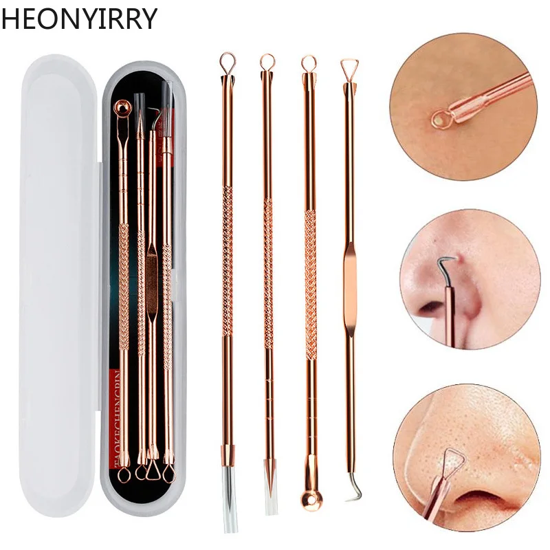 4 pièces acné point noir comédon point noir bouton imperfections dissolvant soins de la peau femmes beauté acné traitement pores nettoyant aiguille crochet