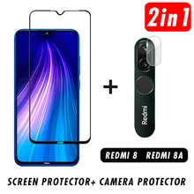 2 в 1 9D телефон объектив Защитное стекло для экрана протектор для Redmi 8A камера закаленное стекло для Xiaomi Redmi 8