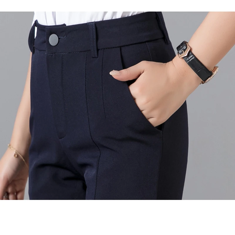 Women Pencil Pants 2019 Autumn High Waist Stretchy Ankle-length Workwear Female Office Trousers Solid Casual Slim Woman Pants