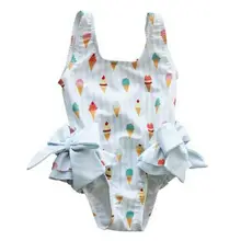 Maiô de meninas para bebês de 1-5 anos, roupa de banho de uma peça para meninas com laço de verão, biquíni icecream, maiô para praia, roupa de banho, criança, crianças