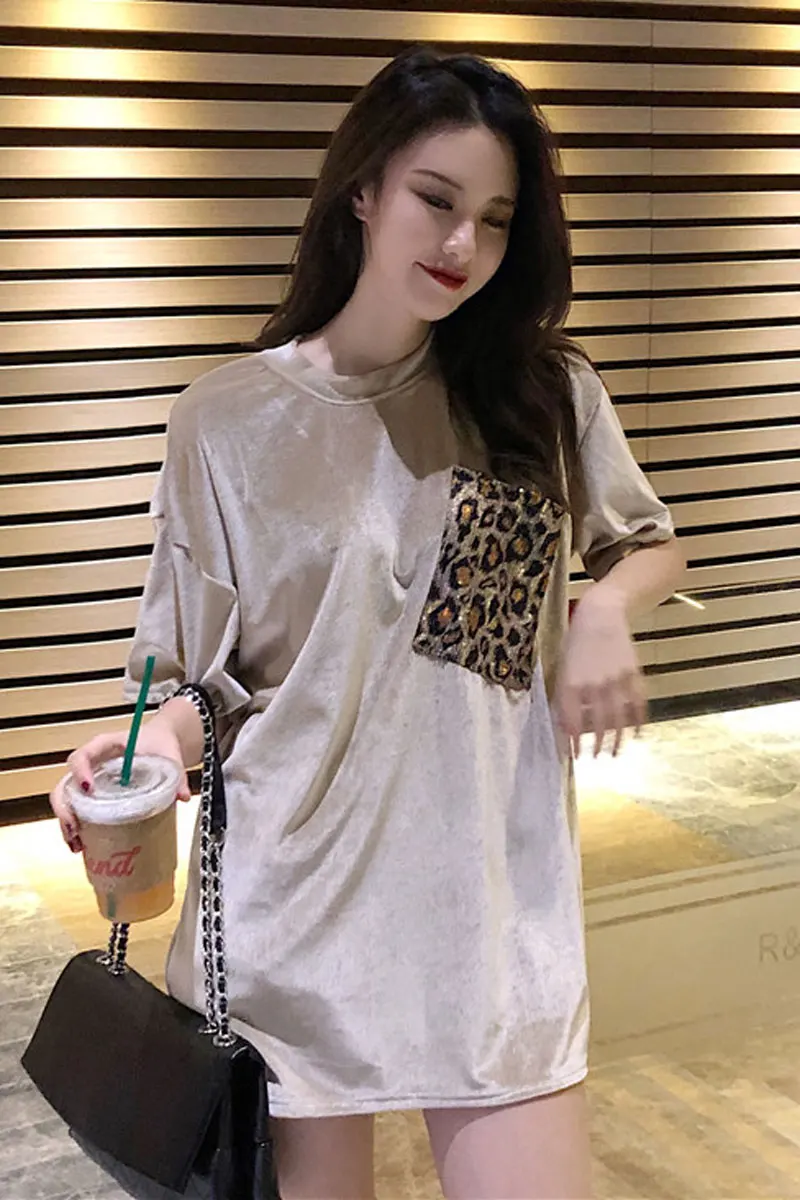 Женская одежда, blusas mujer de moda, футболки с коротким рукавом, с карманами, леопардовая расцветка, круглый ворот, Летний стиль, женские топы, moda feminina, Новинка