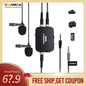 

Comica CVM-D03 Dual Lavalier Lapel Microphone with Mono/Stereo Clip-on Interview Microphone for Cameras Camcorders& Smartphones