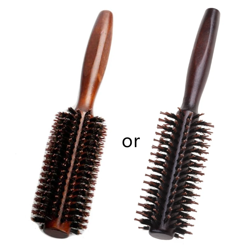 6 Types Straight Twill Hair Comb Natural Boar Bristle Rolling Brush Round Barrel Blowing Curling DIY Hairdressing Styling Tool 2
