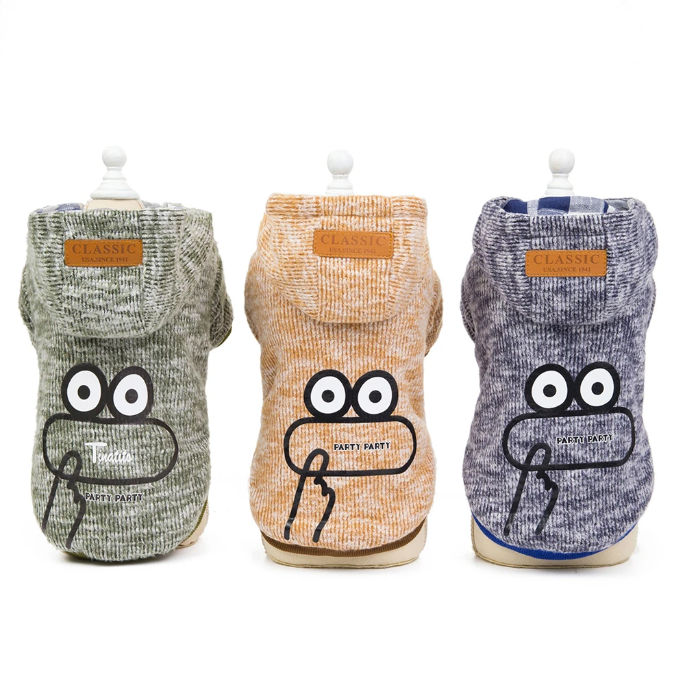 

2019 Pet Clothes Cute Frog Pattern Jacket Puppy Hoodies Dog Coat Autumn Winter Outfits Warm Pets Clothing for Small Medium Dogs