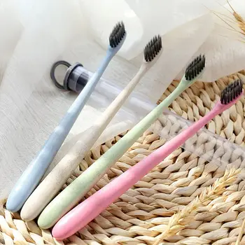 

1 Pcs Wheat-straw Toothbrush Teeth Whitening Oral Care Eco Friendly Adult Soft Bristle Travel Portable Box Toothbrush