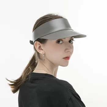 

New summer spring women casual sun hat visor cap Faux Leather Hat Sun hat Beach Holiday Topless Gorros