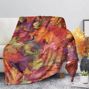 

Autumn Leaves Pattern Sofa Blanket Travel Blanket Warm and Comfortable Keep Warm Throw Blanket for Baby Kids Youth Adult