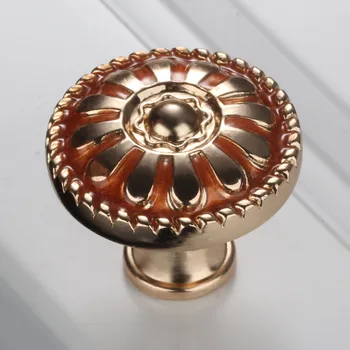 1set Alloy Furniture Cabinet Knobs Flower Handles Cupboard Drawer Wardrobe Kitchen Door Pull Antique Bronze Red Brass wscrew